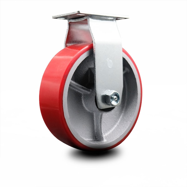 6 Inch Red Poly on Cast Iron Wheel Rigid Caster with Ball Bearing SCC